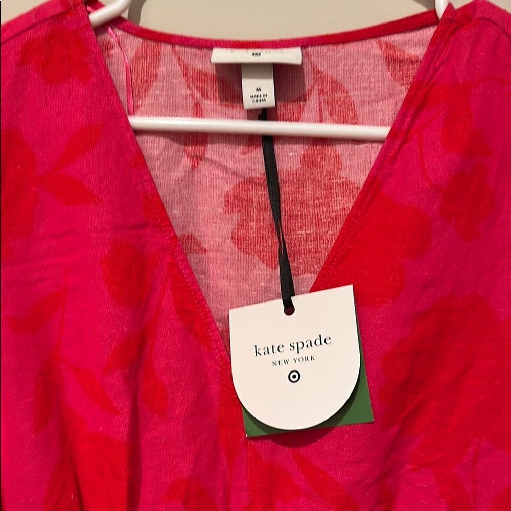 Kate Spade x Target Pink/Red Classic Rose Linen Dress M